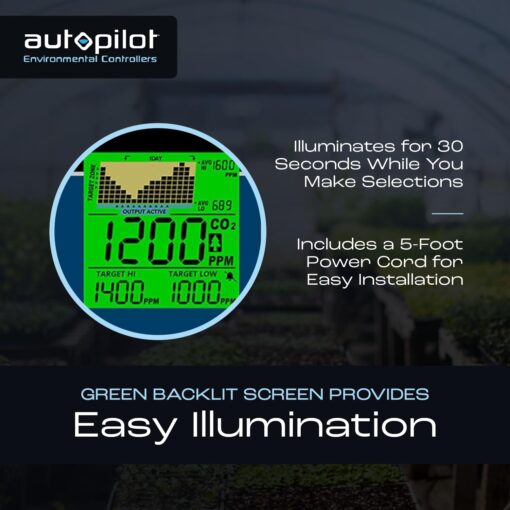 Autopilot Digital CO2 Controller with Integrated Sensor, CO2 Monitor with 5-Foot Power Cord for Greenhouse and Indoor Gardening - Image 8