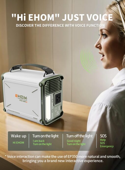 EHOM Portable Power Station 350W (Peak 700W), EP350 299Wh Solar Generator with 120V Pure Sine Wave AC/USB/Car Outlets, Backup Lithium Battery Generator for CPAP Outdoor RV Camping Emergency Blackout - Image 5