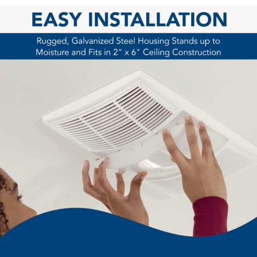 Broan-NuTone Non-Lit PowerHeat Bathroom Exhaust Fan and Heater, 80 CFM, 1.5 Sones, White - Image 4
