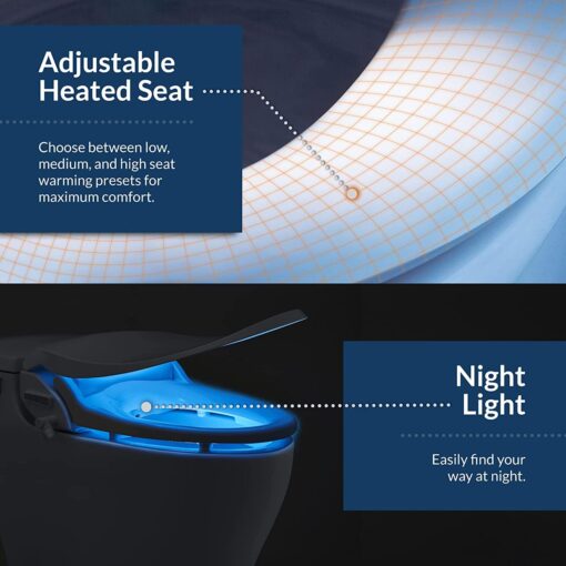 Bio Bidet Slim Two Electric Bidet Toilet Seat Elongated, Warm Water, Heated Seat, Night Light, Front and Rear Wash, Wireless Remote Control, White - Image 7