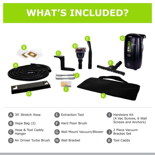 Atrix Ergo Edge Canister Shop Vac - Wall Mounted Garage Vacuum Cleaner with Built-in Dust Bag & Extendable Hose - Compact Black Design 20x9x12 - Image 5