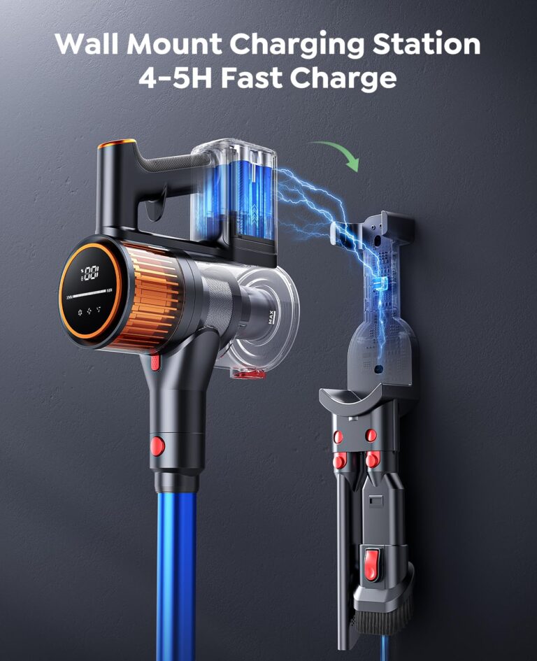 Cordless Vacuum Cleaner, 45Kpa 550W 60Mins Vacuum Cleaners for Home, Stick Vacuum Cordless Rechargeable, Wall Mount Charging, Self-Standing, Household Vacuum for Pet Hair/Carpet/Hardwood Floor(X9) - Image 4