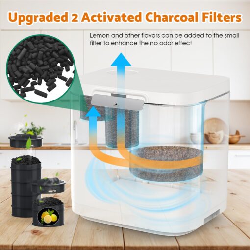 Cobuy 4L Electric Composter for Kitchen, Smart Indoor Countertop Compost Bin with Timer, Upgraded Grinding Blades, 2 Carbon Filter, Auto-Cleaning, Odorless, Turn Food Waste into Natural Fertilizer - Image 8