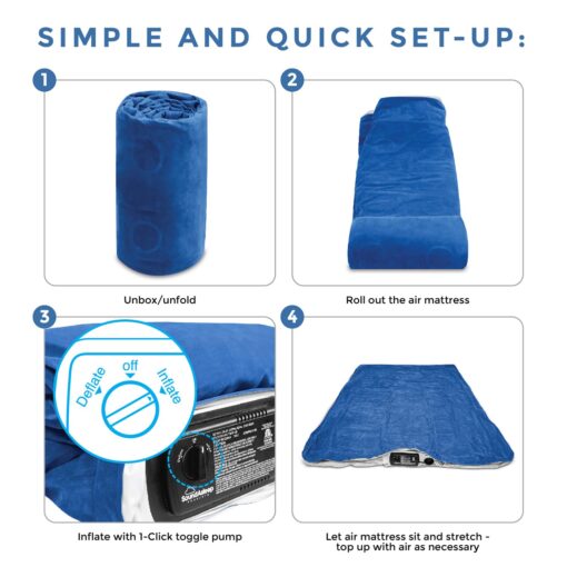 SoundAsleep Dream Series Luxury Air Mattress with ComfortCoil Technology & Built-in High Capacity Pump for Home & Camping- Double Height, Adjustable, Inflatable Blow Up, Portable - Full Size - Image 8
