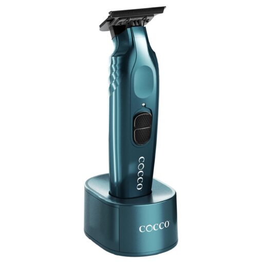 Cocco Hyper Veloce Pro Trimmer, Digital Gap Graphene Blade Edger, High-Torque Brushless BLDC Motor, Cordless, All-Metal Design, Lithium-Ion Battery, Charging Base Included, Dark Teal