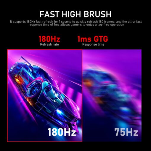 Gawfolk 34 Inch Ultrawide Curved 180Hz Gaming Computer Monitor 1000R PC screen 21:9 UWQHD (3440x1440) ,1ms,100%sRGB,Adaptive Sync,Display Port、HDMI,Liftable Stand,Wall Mount Compatible 75*75mm-Black - Image 7
