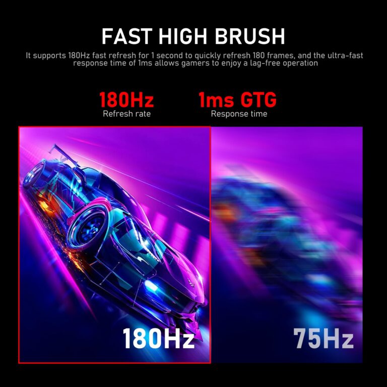 Gawfolk 34 Inch Ultrawide Curved 180Hz Gaming Computer Monitor 1000R PC screen 21:9 UWQHD (3440x1440) ,1ms,100%sRGB,Adaptive Sync,Display Port、HDMI,Liftable Stand,Wall Mount Compatible 75*75mm-Black - Image 7