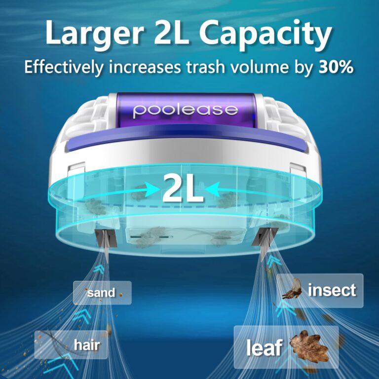 Poolease X1 Cordless Pool Cleaner Robot, Robotic Pool Vacuum for Above/In Ground Pool, 45W Dual-Motor, Self-Parking, Enhanced with 2L Debris Capacity (White and Purple) - Image 6