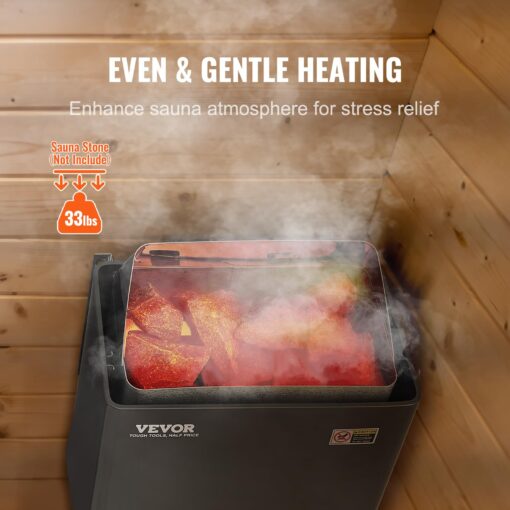 VEVOR Sauna Heater,220V Electric Sauna Stove, Steam Bath Sauna Heater 3h Timer and Adjustable Temp for Max. 176-318 Cubic Feet, (4.5KW) FCC Certification - Image 7