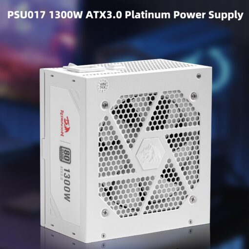 Redragon PSU018 80+ Platinum 1300 Watt ATX 3.0 & PCIe 5.0 Fully Modular Gaming Power Supply, 80 Plus Certified, 100% Japanese Capacitors & Low Noise Smart-ECO Fan, Fully Modular w/12VHPWR Cable - Image 3