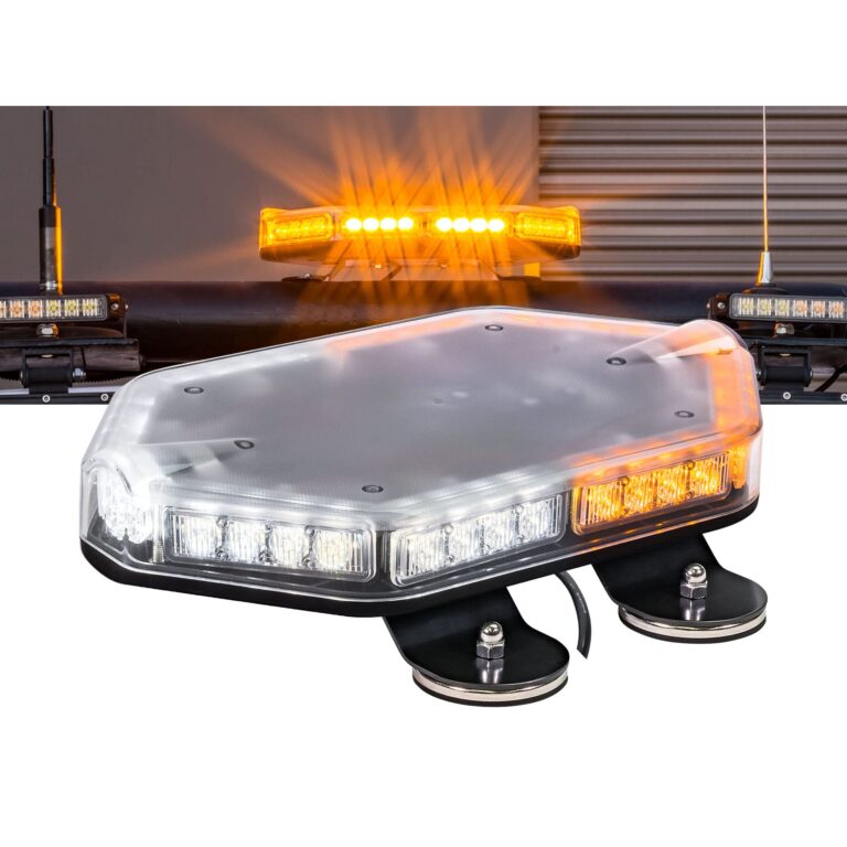LAMPHUS NanoFlare NFMB40 12" 40W Amber White LED Strobe Mini Light Bar [Magnet/Permanent Mount] Yellow Rooftop Rotating Safety Flashing Emergency Police Light Bar for Tow Work Truck Vehicles