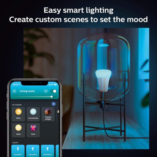 Philips Hue Smart 60W A19 LED Bulb - White and Color Ambiance Color-Changing Light - 4 Pack - 800LM - E26 - Indoor - Control with Hue App - Works with Alexa, Google Assistant and Apple Homekit - Image 4