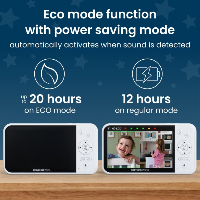 Babysense Prisma Baby Monitor with Camera and Audio, 5” HD Video Baby Monitor with 2 Cameras, 6-Color Night Light, Split Screen, Sound Machine with White Noise & Lullabies, Secure No WiFi - Image 5