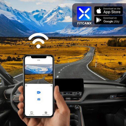 Fitcamx Front 4K+Rear 1080P Dash Cam for 2024 2025 Toyota Grand Highlander XLE Limited Platinum (AS10), OEM Look, Dual HD Video, Loop Recording, WiFi Connect & APP, G-Sensor, Easy to Set, 128GB Card - Image 4