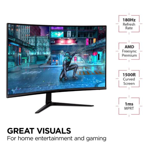 ViewSonic VX3218-PC-MHD 32 Inch Curved 1080p 1ms 180Hz Gaming Monitor with FreeSync Premium, Eye Care, HDMI and Display Port - Image 7