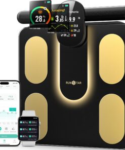 Runstar Smart Scale FSA or HSA Eligible, 8 Electrodes Digital Bathroom Scale for Body Weight and Fat, BMI, Muscle Mass 28 Body Composition Measurement, with Full-Color TFT LCD on Retractable Handle