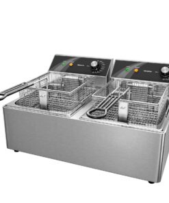 TOPKITCH Commercial Deep Fryer Stainless Steel Dual Tank Electric Deep Fryer with 2 Baskets Capacity 10L X 2(21.2QT) Electric Countertop Fryer for Restaurant and Home Use, 120V 3600W