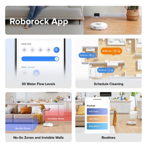 roborock Q7 Max Robot Vacuum and Mop Combo, 30-Level Water Flow Control, 4200Pa Suction, PreciSense LiDAR Navigation, No-Go Zone, No-Mop Zone, App & Voice Control, Ideal for Pet Hair - Image 3