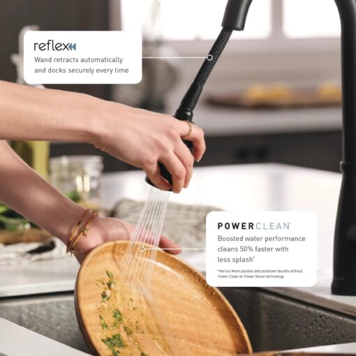Moen Adler Matte Black Motionsense Wave Sensor Touchless One Handle Pulldown Kitchen Faucet Featuring Power Clean, 87233EWBL - Image 7