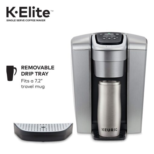 Keurig C K-Elite Maker, Single Serve K-Cup Pod Brewer, With Iced Coffee Capability, Brushed Silver Plus Extra Filter Included, 75oz - Image 8