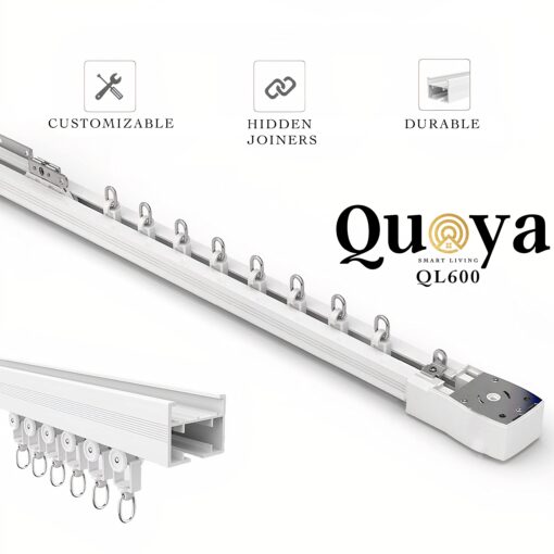 Quoya QL600 Smart Electric Curtain Track, Motorized Motor, Adjustable Track Length, Compatible with Alexa, Google, Siri, Apple Watch (up to 275 inches (7 metres) (Wall Brackets NOT Included) - Image 6