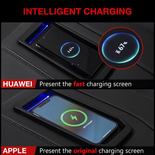 Xipoo Wireless Charger Compatible with Chevy Silverado GMC Sierra Wireless Charger Tray Center Console Wireless Charging Pad 15W Fast Wireless Phone Charger (Fit Full Console, 2019-2021) - Image 3