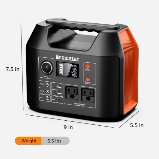 EnginStar Portable Power Station 300W 296Wh Battery Bank with 110V Pure Sine Wave AC Outlet for Outdoors Camping Hunting and Emergency, 80000mAh Backup Battery Power Supply for CPAP - Image 7