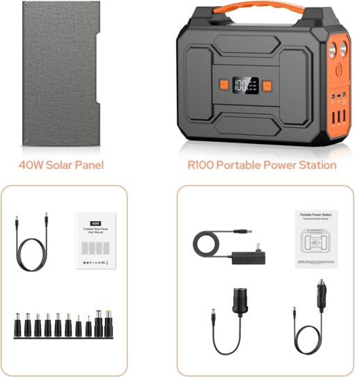 Solar Powered Generator 200W Peak/100W Rated, Portable Solar Generator Power Station with Solar Panels 40W Included, 146Wh Solar Power Bank with AC Outlet 110V for Home Use Camping Outdoor Adventure - Image 2