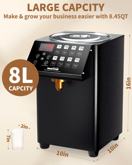 WantJoin Automatic Fructose Dispenser for Commercial, Stainless Steel Syrup Dispenser for Bubble Tea Equipment, Fructose Quantitative Machine with Measuring Cup, 8.45QT, Black - Image 4