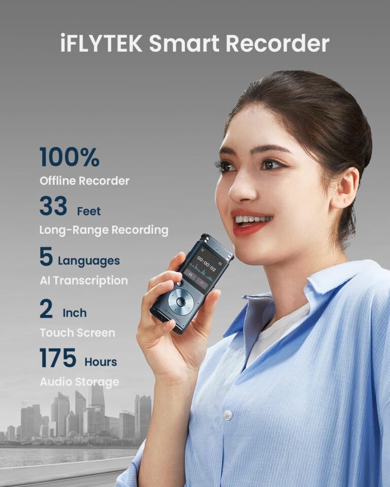 iFLYTEK Offline Voice Recorder with Playback, Secure Digital Recorder with AI Transcription, 5-Language Voice-to-Text, Noise Reduction, AI Voice Recorder for Meetings, Interviews, Learning - Image 9