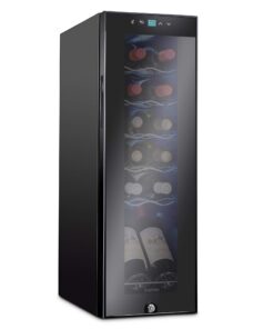 Ivation 12 Bottle Compressor Wine Cooler Refrigerator w/Lock, Large Freestanding Wine Cellar Fridge, 41f-64f Digital Temperature Control Glass Door Black