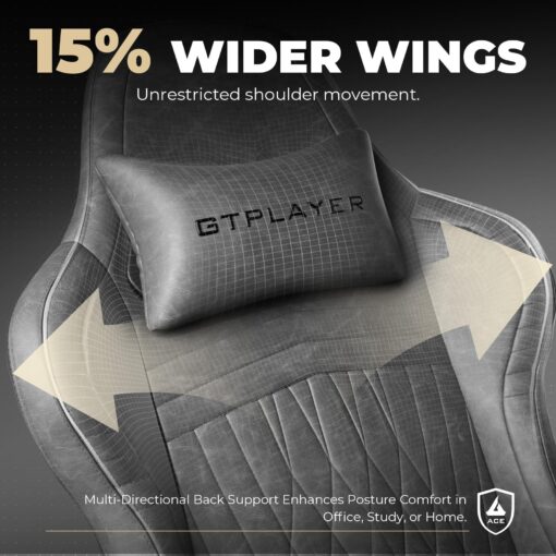 GTPLAYER Chair Computer Gaming Chair (Leather, Grey) - Image 5