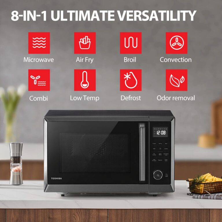 TOSHIBA Air Fryer Combo 8-in-1 Countertop Microwave Oven, with Convection, Broil, Odor Removal Mode, 12.4" Position Memory Turntable, Child-Lock, 1.0 Cu.ft, Black Stainless Steel, ML2-EC10SA(BS) - Image 7