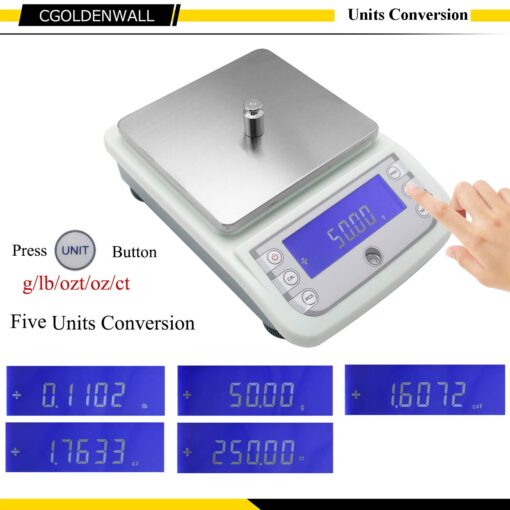CGOLDENWALL 5000g 5kg 0.01g Lab Analytical Balance Digital Precision Electronic Scale Analytical Counter Automatic Calibration Commercial Scale High Precision Output RS232 and Automatic Calibration - Image 5