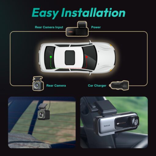 BOTSLAB 4K Dash Cam Front and Rear, 170° Ultra Wide Dashcam with ADAS, Night Vision, 24/7 Parking Mode, Sony IMX415 Sensor, WDR, Free 64GB SD Card, 5G/2.4G WiFi, Built-in GPS, Loop Recording - Image 3