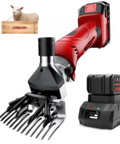 Dragro Cordless Electric Professional Sheep Shears, Sheep Clippers with 2 PCS Rechargeable Lithium Battery, 6 Speeds Heavy Duty Animal Grooming Clippers for Sheep Alpacas Goats Horse