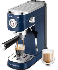 CASABREWS Espresso Machine 20 Bar, Professional Espresso Maker with Milk Frother Steam Wand, Espresso Coffee Machine with 34oz Removable Water Tank, Sapphire Blue