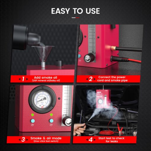 ANCEL S3000 Smoke Machine Automotive with Built-in Air Compressor, Pressure Gauge & Adjustable Flow Meter, Automotive Smoke Machine Leak Detector for EVAP,Fuel,Vacuum,Intake,Exhaust & More Car System - Image 4