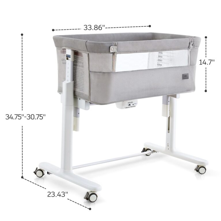VaVaSoo Rocking Bassinet for Baby Automatic Bedside Crib Electric Baby Cradle 5 Heights Adjustable Bedside Sleeper for Infant Smart Auto Rocking Crib 3 in 1 Bassinet on Wheels, Light Grey - Image 2