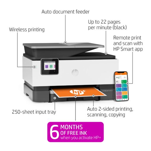 HP OfficeJet Pro 9015e Wireless Color All-in-One Printer with bonus 6 months Instant ink with HP+ (1G5L3A),Gray - Image 13