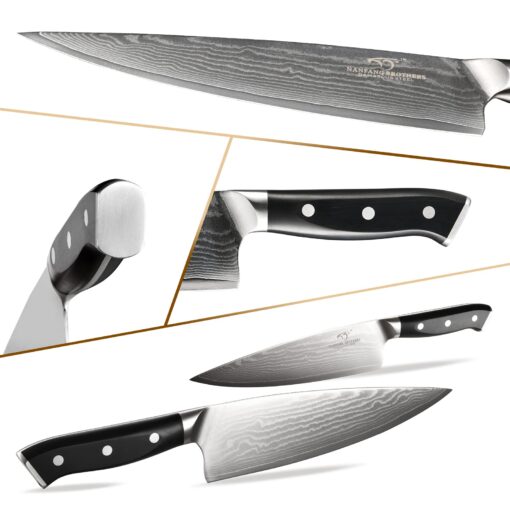Kitchen Knife Set, 18-Piece Damascus Kitchen Knife Set with Block, ABS Ergonomic Handle for Chef Knife Set, Knife Sharpener and Kitchen Shears, Knife Block Set - Image 7