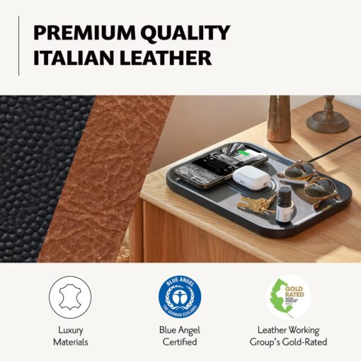 COURANT MAG:3 Classics Charger and Tray - Italian Leather, Multi-Device Charger Compatible with MagSafe iPhones 16, 15, 14, 13, 12 or Wireless AirPod Cases (Saddle) - Image 4