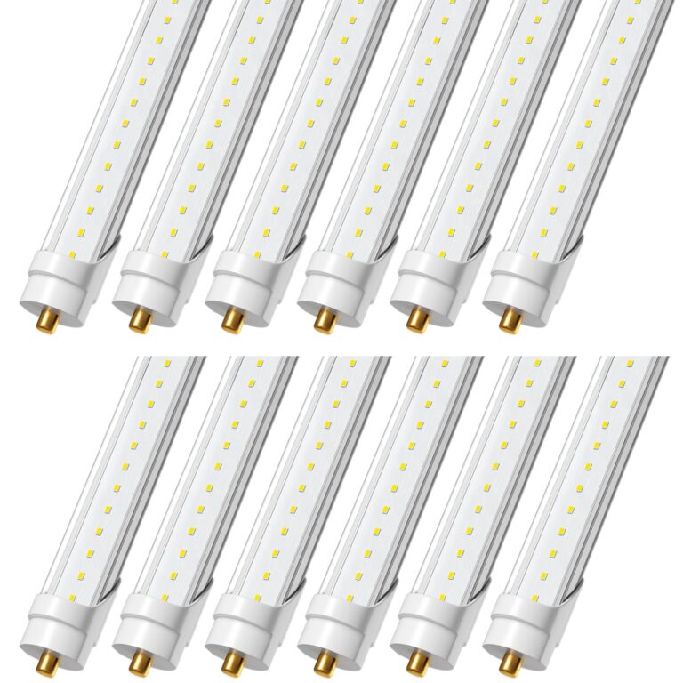 ONLYLUX 8 Foot Led Lights, T8 96" 45Watt FA8 Single Pin LED Shop Lights 5850LM, Ballast Bypass, 6000k, F96 8ft Led Bulbs Fluorescent Replacement,Workshop, Warehouse, Clear Cover(12 Pack)