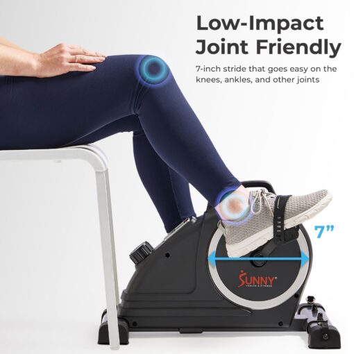 Sunny Health & Fitness Magnetic Compact Under-Desk Mini Exercise Bike, Indoor Full Body Cardio Training Machine w/Resistance Bands, Pedal Exerciser w/Free SunnyFit App Connectivity – SF-B020026SMART - Image 3