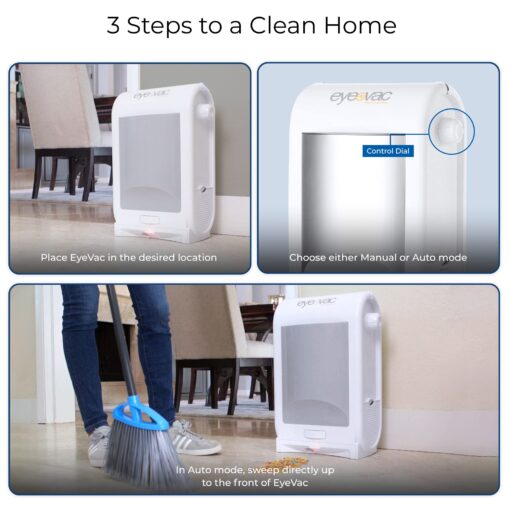 EyeVac Pro Touchless Vacuum Automatic Dustpan - Ultra Fast & Powerful - Great for Sweeping Salon Pet Hair Food Dirt Kitchen, Corded Canister Vacuum, Bagless, Automatic Sensors, 1400 Watt (White) - Image 3
