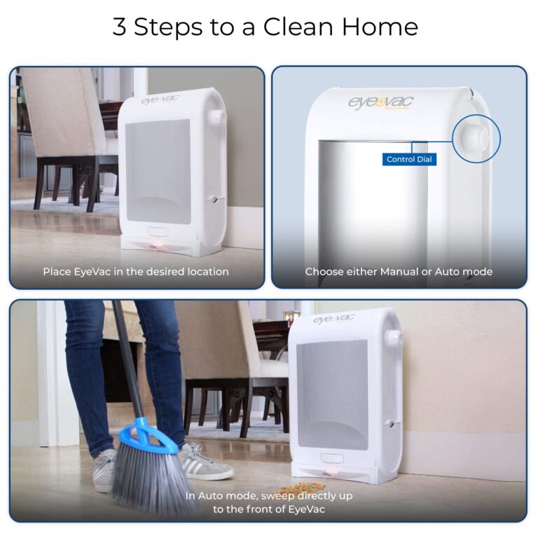 EyeVac Pro Touchless Vacuum Automatic Dustpan - Ultra Fast & Powerful - Great for Sweeping Salon Pet Hair Food Dirt Kitchen, Corded Canister Vacuum, Bagless, Automatic Sensors, 1400 Watt (White) - Image 3