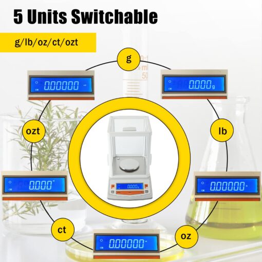 CGOLDENWALL Lab Analytical Balance High Precision 1mg Scale Digital Electronic Scale Scientific Scale for Laboratory Pharmacy (200g 1mg) - Image 5