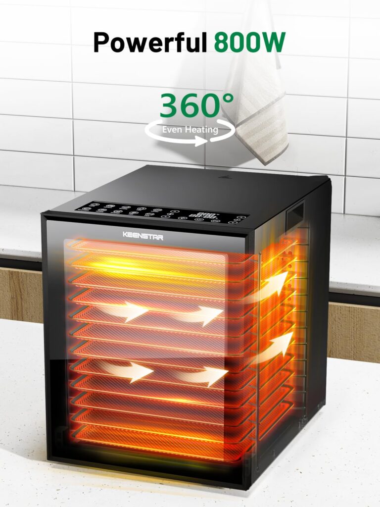 KEENSTAR Food Dehydrator for Jerky, 12 Stainless Steel Trays, 10 Presets, 165℉ Temperature Control, 48H Timer, 850W Dryer Machine for Dog Treats, Herb, Veggies, Meat, Fruit - Image 5