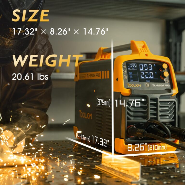 TOOLIOM Aluminum MIG Welder with Pulse 250A 110V/220V Dual Voltage 5 in 1 Multifunctional Welding Machine Gas/Gasless Flux MIG/Lift TIG/Stick/Spool Gun with LCD Digital Display - Image 3