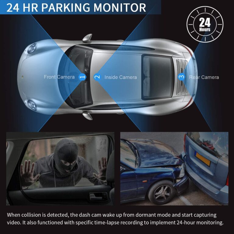 PRUVEEO 2K Mirror Dash Cam 3 Channel,Rear View Mirror Camera,Dash cam Front and Rear Inside,12'' Full Touch Screen, IR Night Vision,GPS,Parking Assistance,Free 64GB Card - Image 3